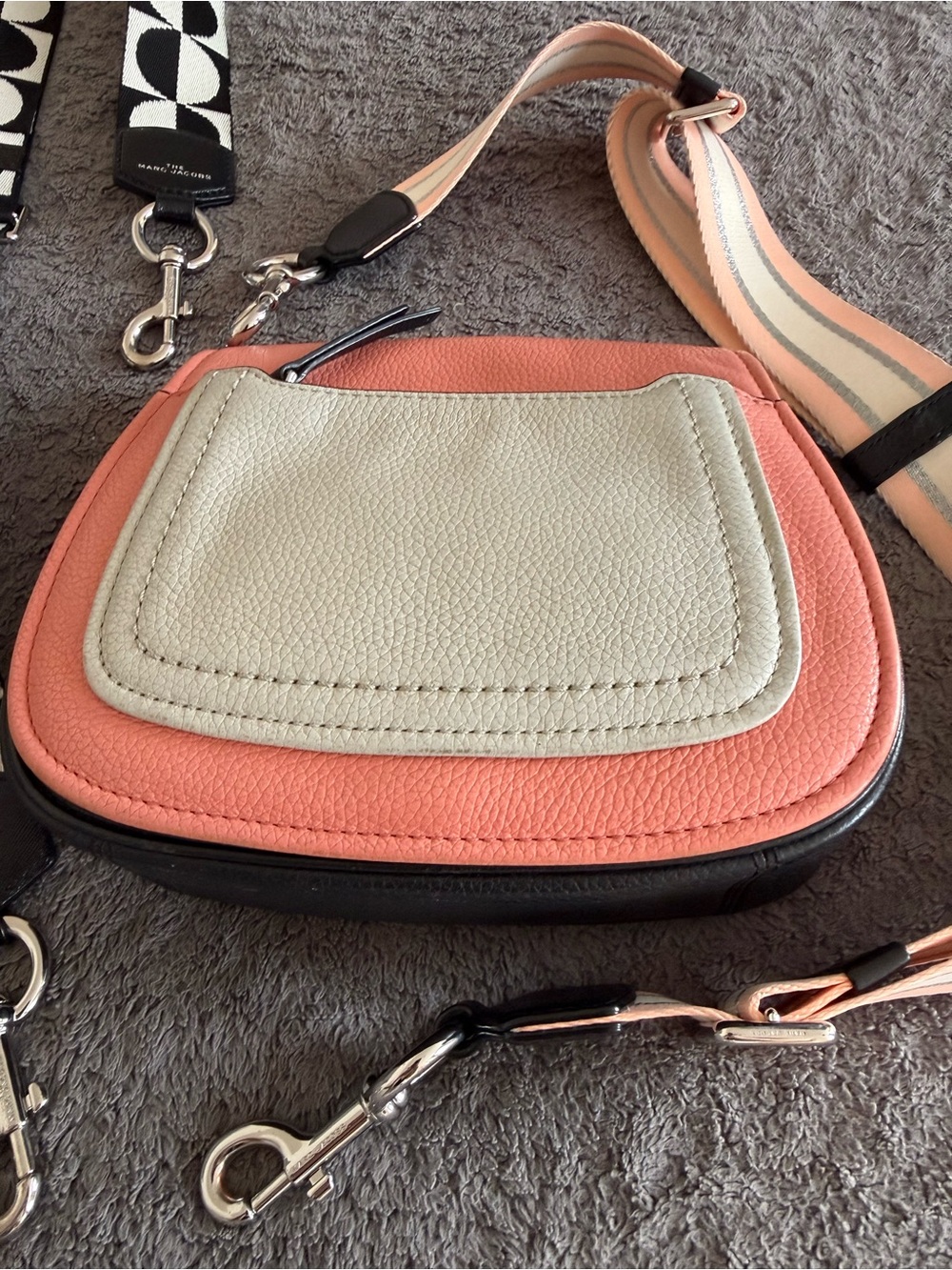 Marc Jacobs Empire City Flap Crossbody Bag - Colorblock Pink/Gray+extra strap - Picture 8 of 11